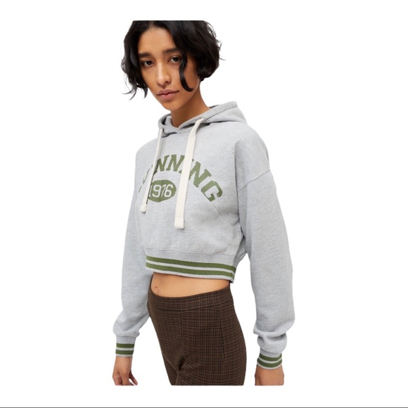 Urban Outfitters BDG Shore Cropped "Winning Everyday" Graphic Hoodie Sweatshirt - Picture 3 of 8